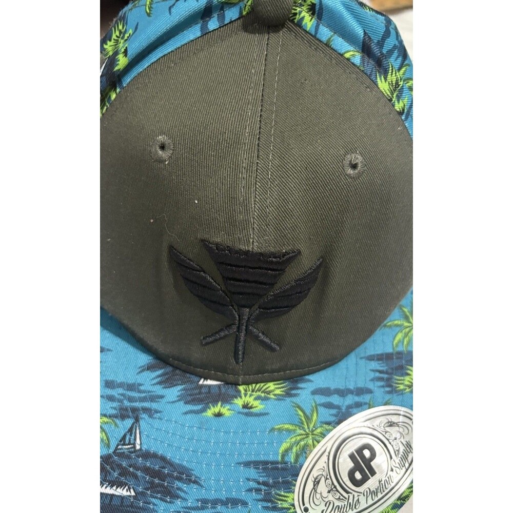 Double Portion Supply Snapback Hat ALOHA Floral Tropical Hawaiian Vaca Black Cap